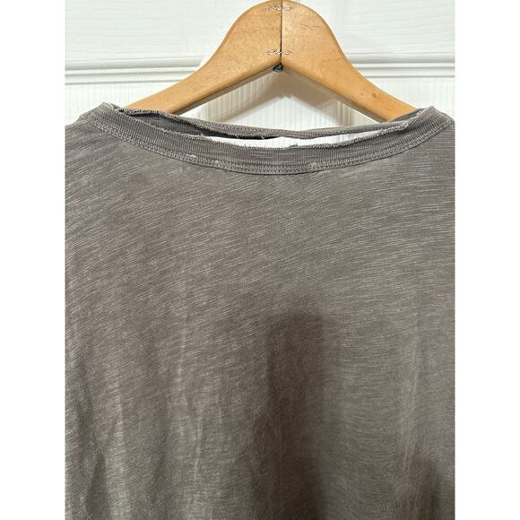 Wilt Double Unfinished Neck Slub Knit Slouchy Tee in Canteen, XS - Picture 9 of 10